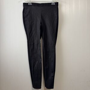 Eileen Fisher Genuine Lambskin Leather Paneled Leggings Black Sz S/P